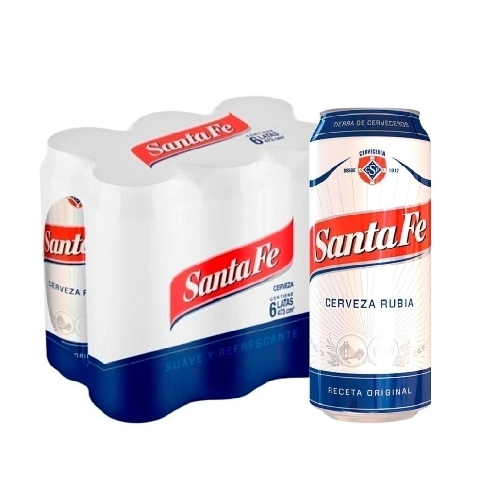 🍺 Pack de 6 latas Santa Fe Rubia 473cc.